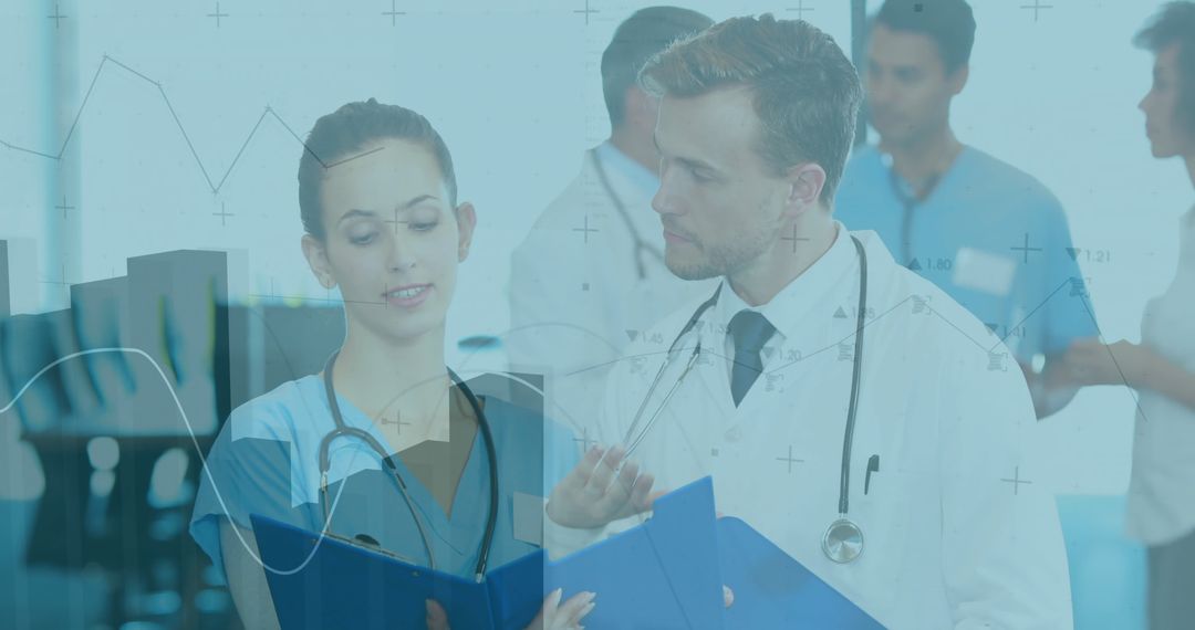 Medical Team Analyzing Patient Data in Modern Hospital Setting