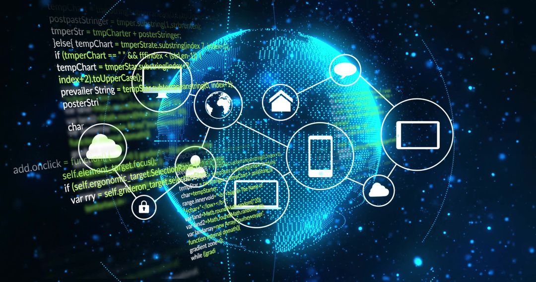 Futuristic Global Data Network with Digital Icons and Connections - Free Images, Stock Photos and Pictures on Pikwizard.com