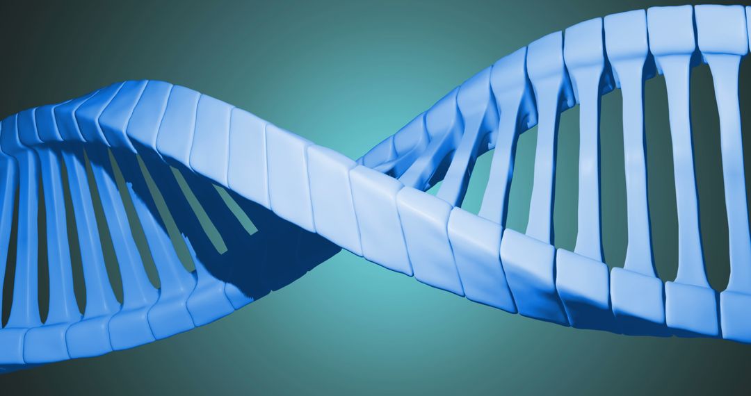 Digital Rendering of DNA Helix on Blue Gradient Background