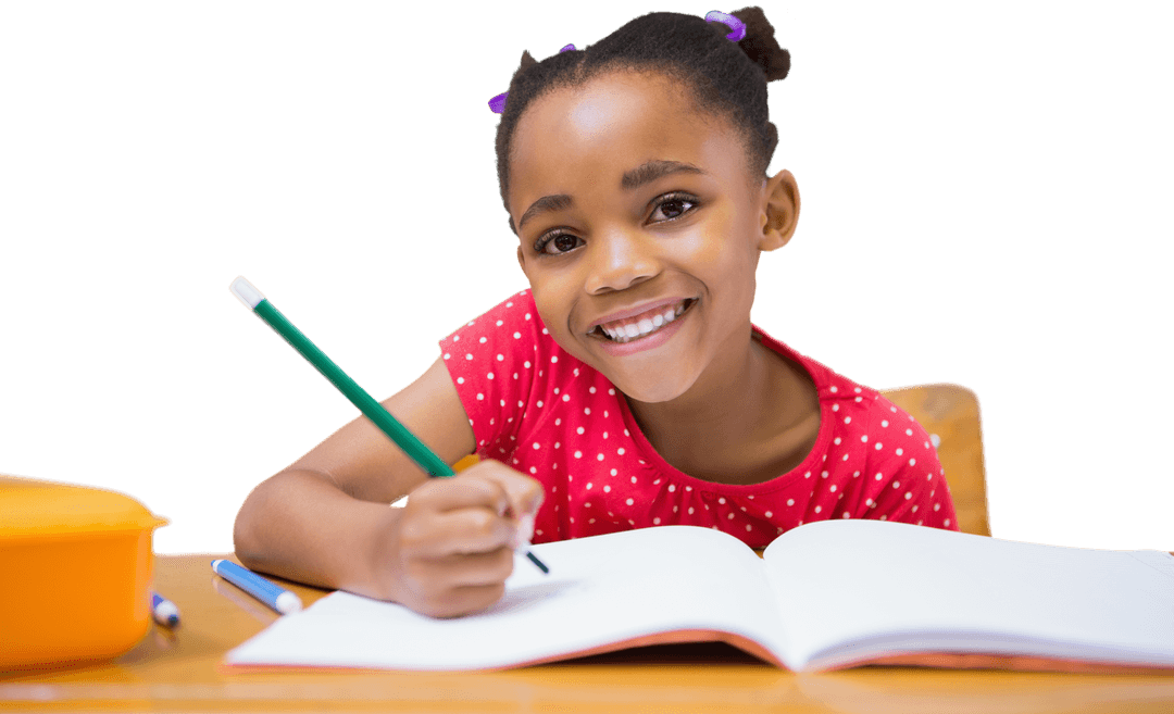 Transparent Happy Child Writing Notebook Learning Education