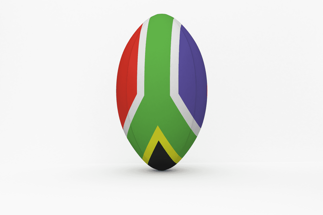 Transparent Rugby Ball with South African Flag Design