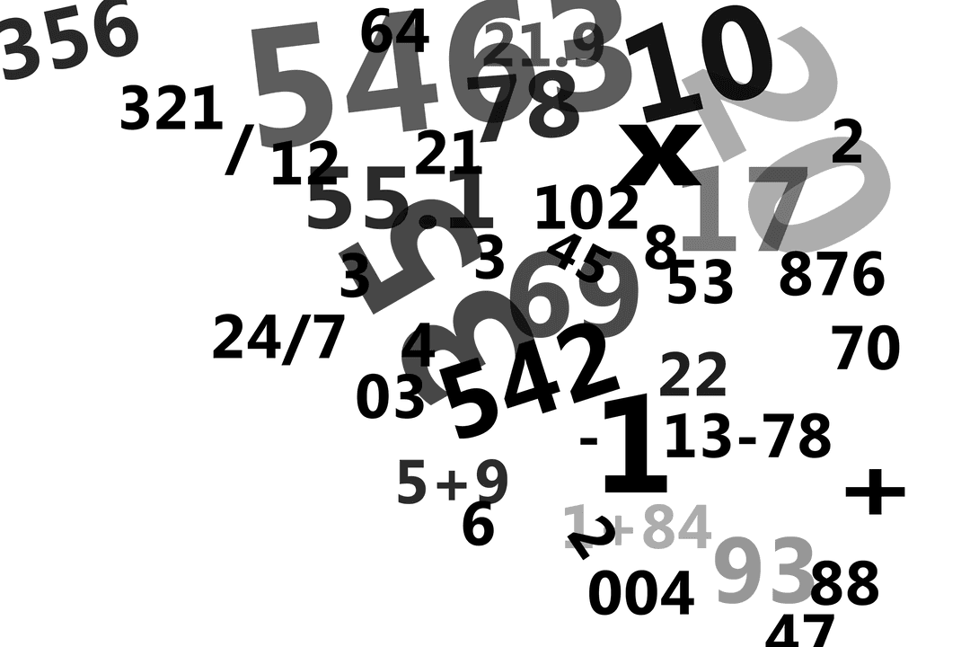 Transparent math equations and numbers isolated on black