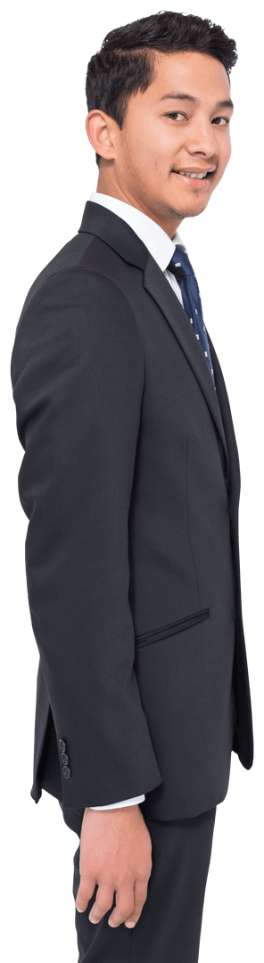 Transparent Smiling Young Businessman in Formal Suit