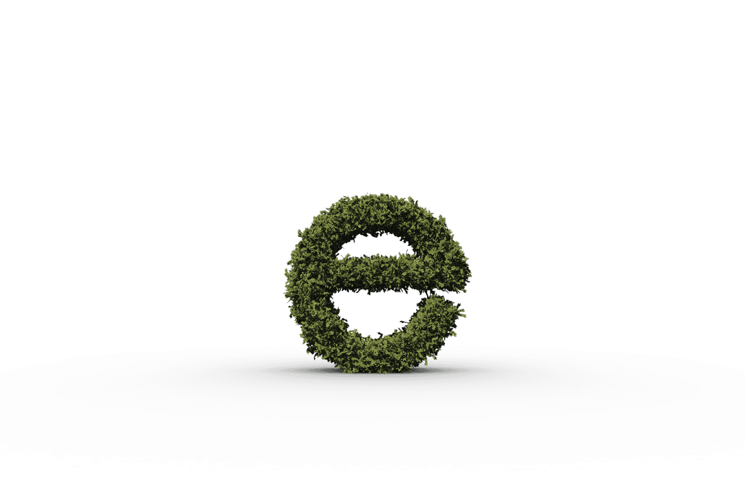 Eco-Friendly Grass Letter E on Transparent Background