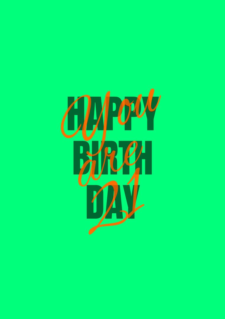 Vibrant Overlapping Happy Birthday Text on Green Background