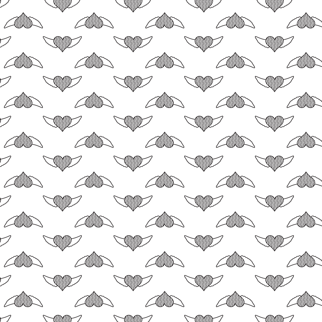 Transparent Winged Heart Pattern for Background Designs