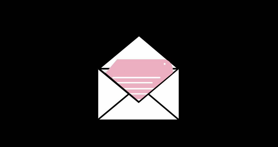 Minimalist Digital Icon of Envelope with Pink Note
