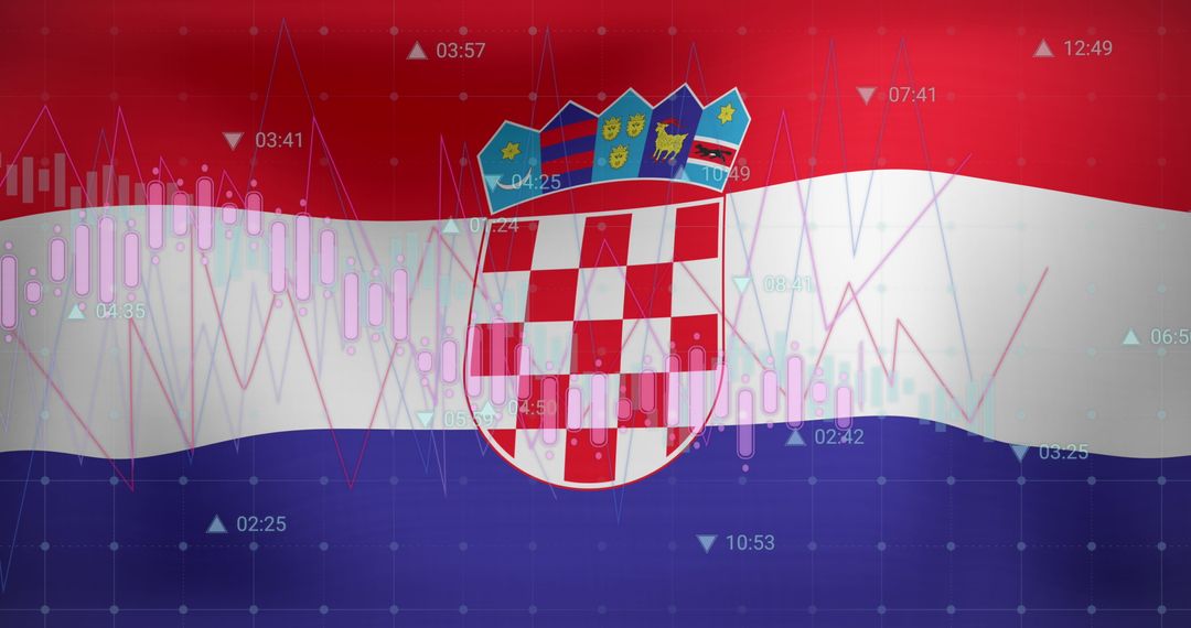 Economic Data Processing Over Croatia Flag Digital Concept