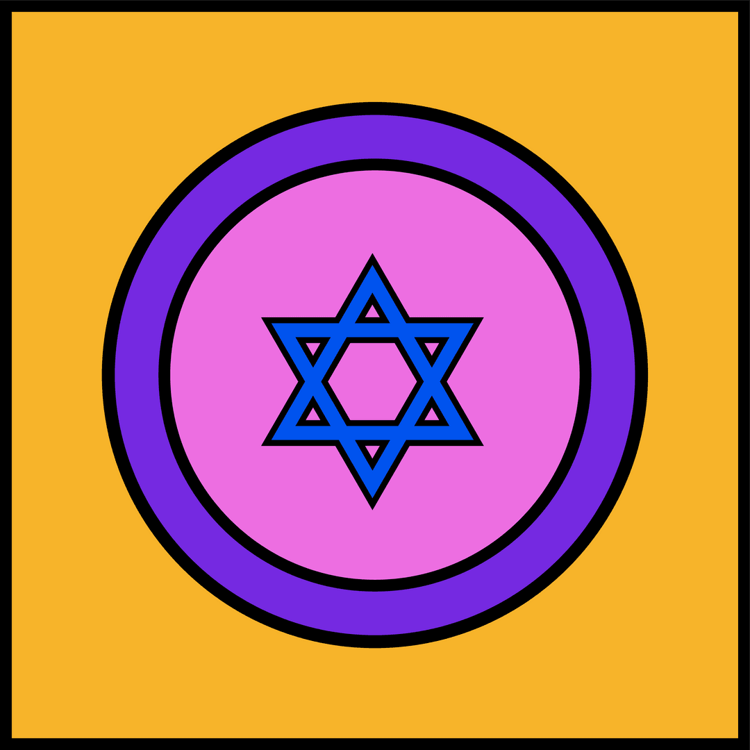 Vibrant Geometric Star Design on Transparent Background