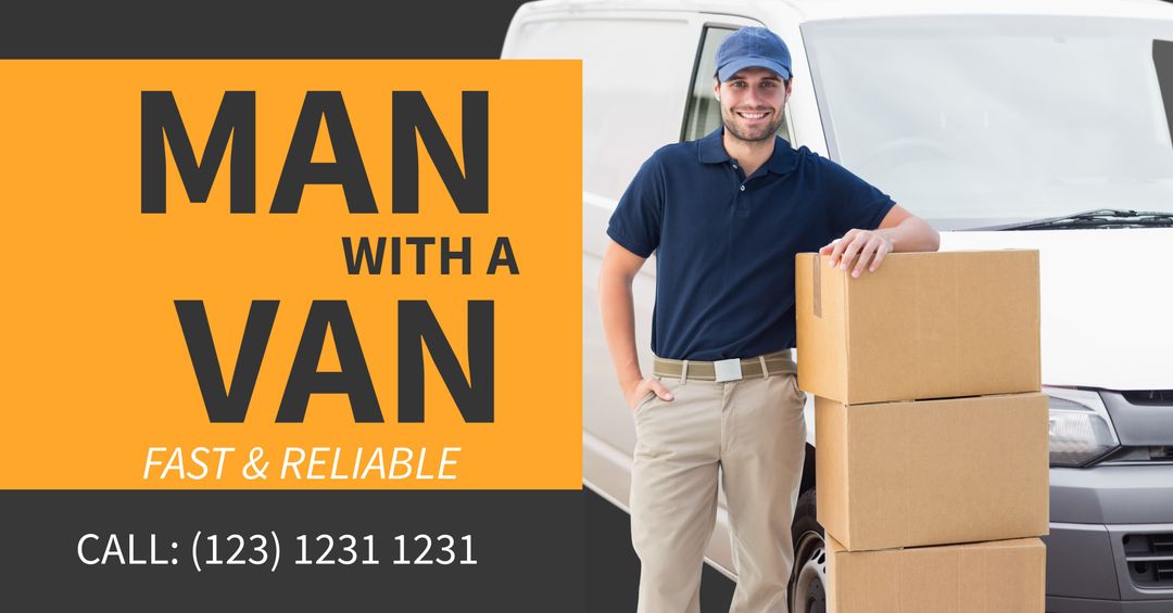 Reliable Moving Service: Smiling Delivery Driver with Van
