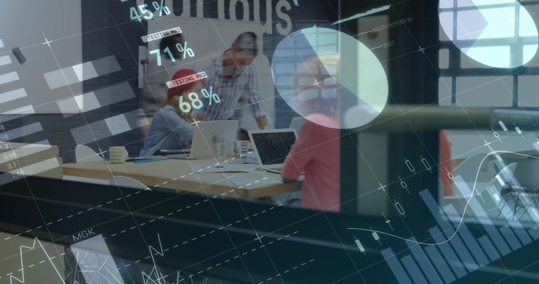 Diverse Team Engaged in Financial Analysis with Data Visualizations