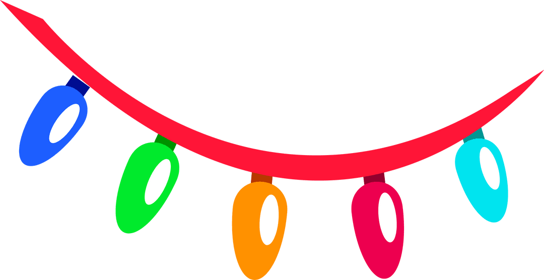 Vibrant Colored Light Bulb Garland on Transparent Background