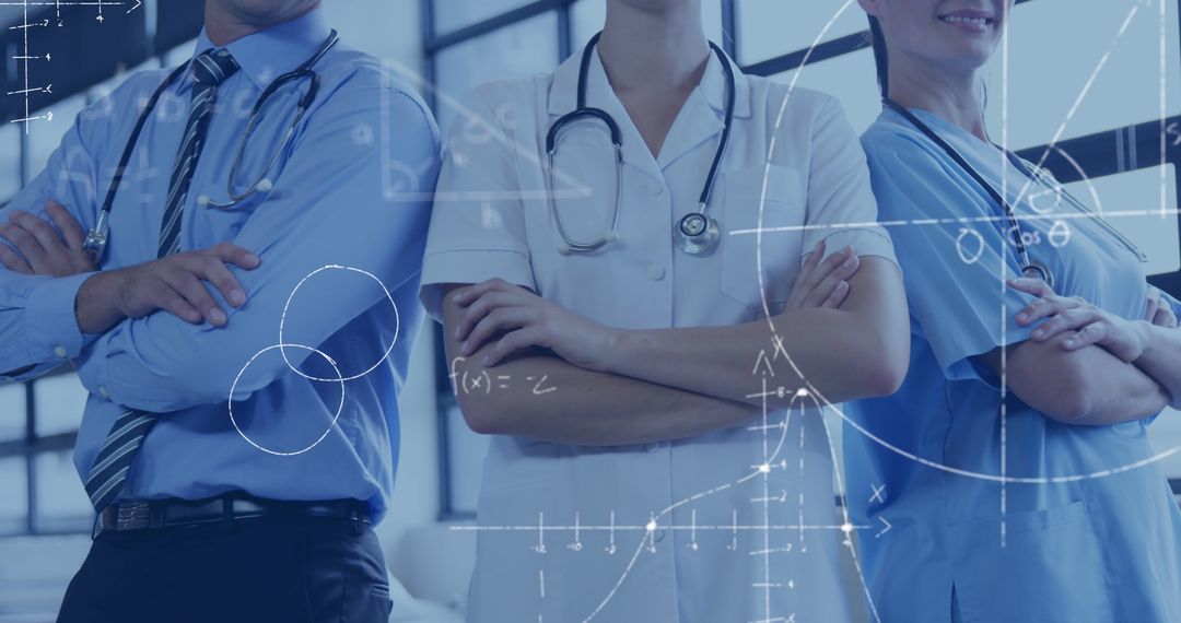 Healthcare Professionals in Uniform with Community Medical Collaboration Fusion