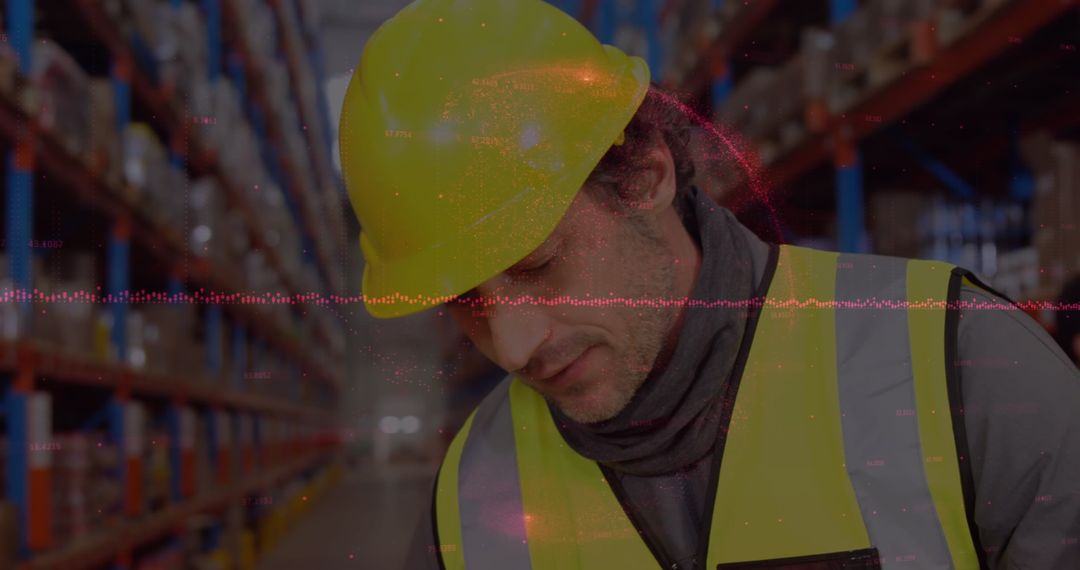 Future-Tech in Logistics Sector: Worker in Digitalized Warehouse