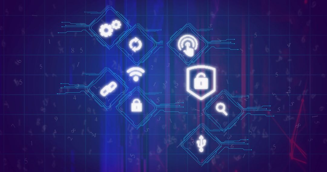 Cybersecurity and Data Protection Concept with Digital Icons