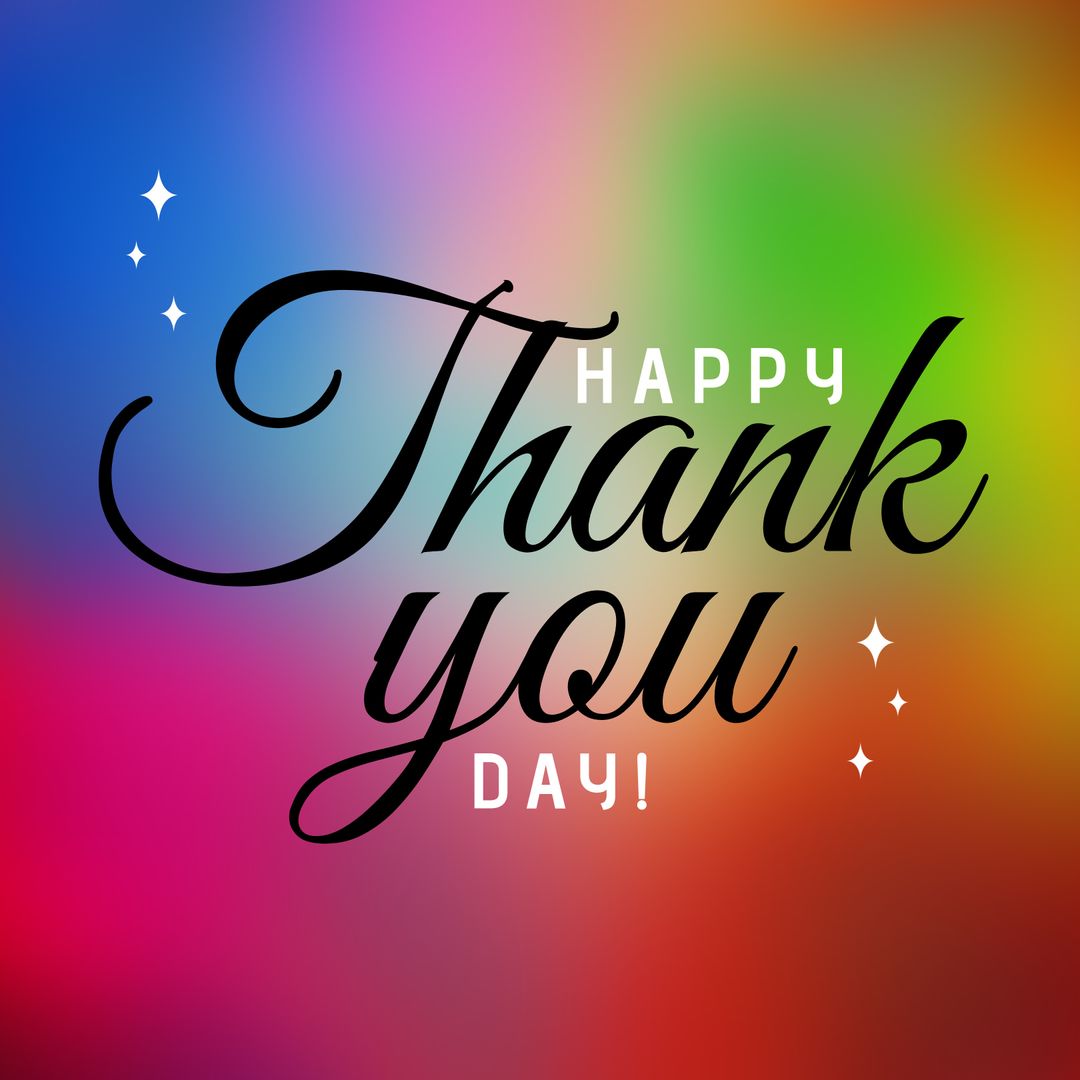 Happy Thank You Day Celebration Over Vibrant Colorful Background