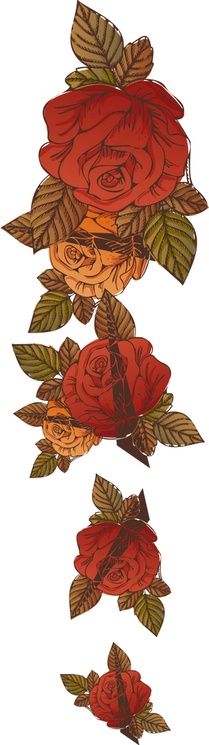 Elegant Cascading Rose Garland on Transparent Background