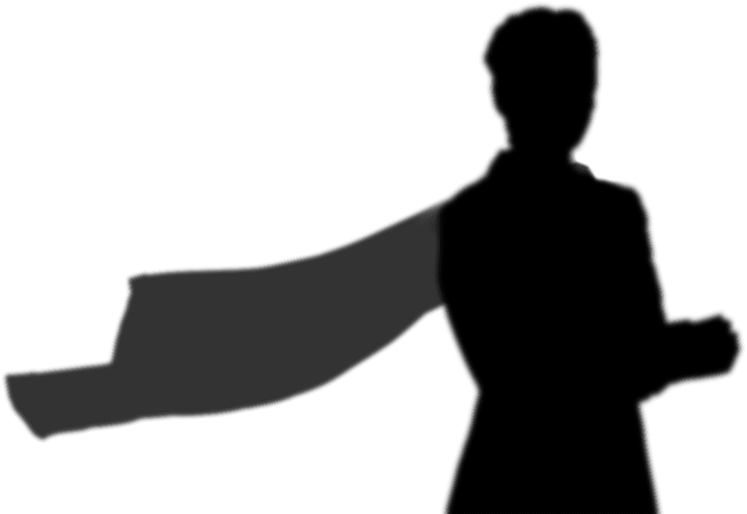 Man in Dramatic Cape Pose Creating Bold Transparent Silhouette