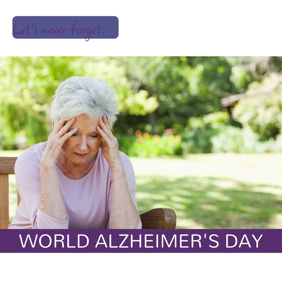 Senior Woman Reflecting in Garden on World Alzheimer's Day