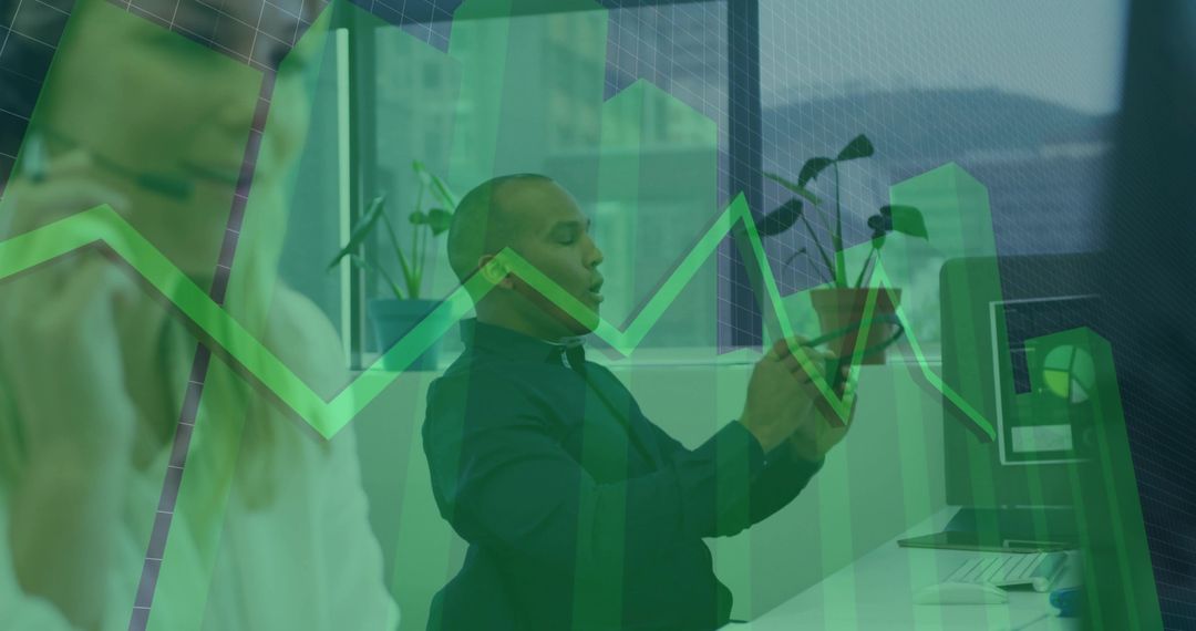 Business Team Discussion on Rising Sales Visualization