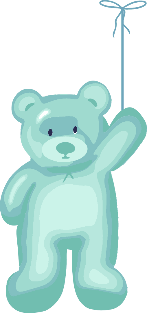 Mint Green Gradient Teddy Bear with String on Transparent Background