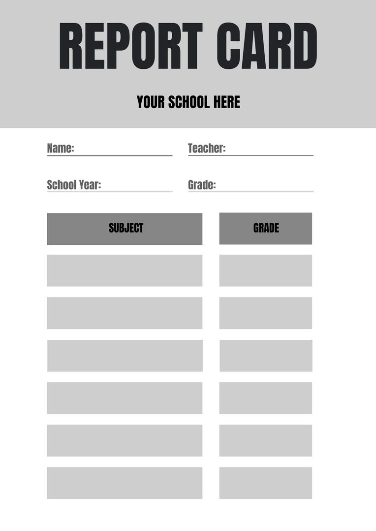 Blank Report Card Template for Education Assessment - Download Free Stock Templates Pikwizard.com