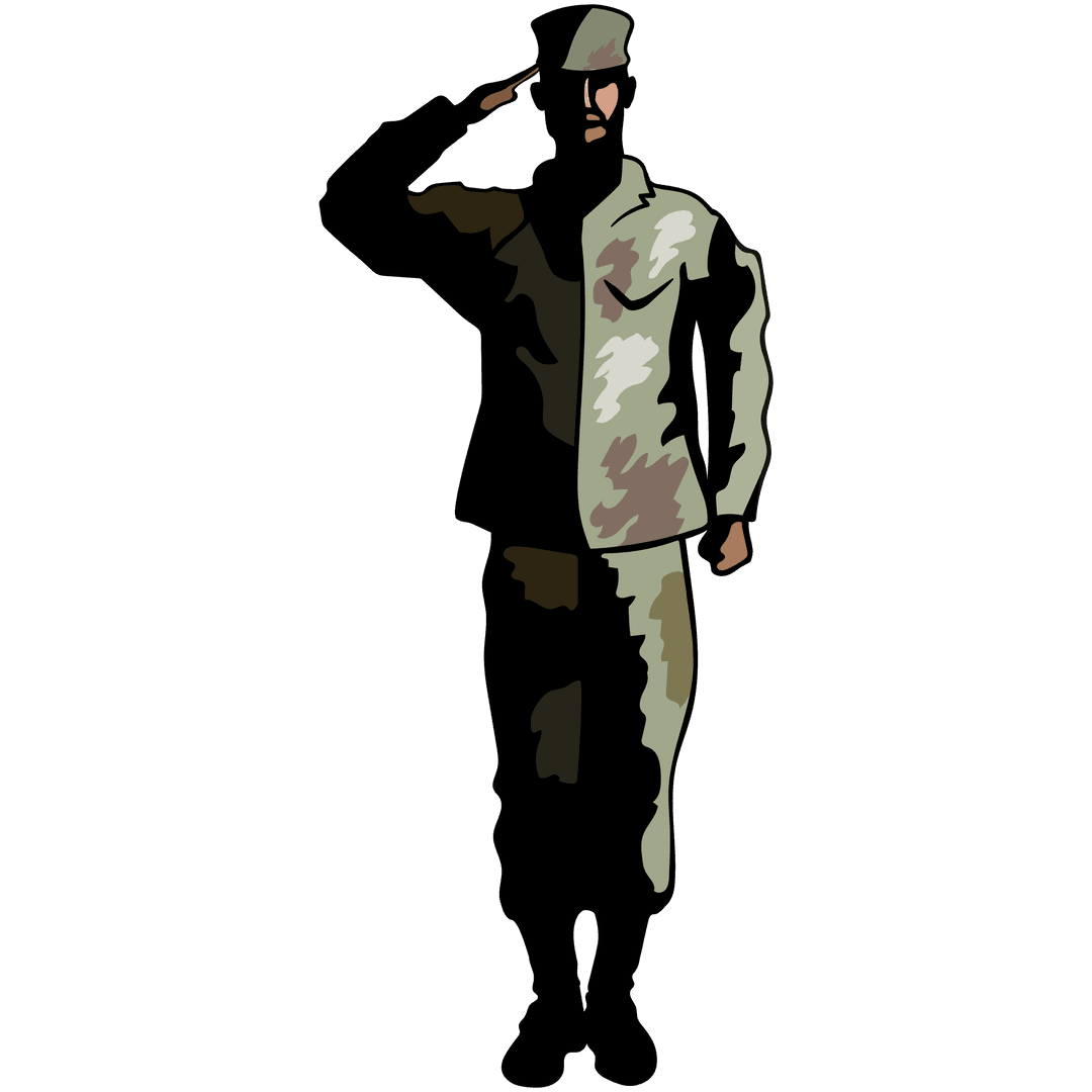 Vector Soldier Saluting on Transparent Background
