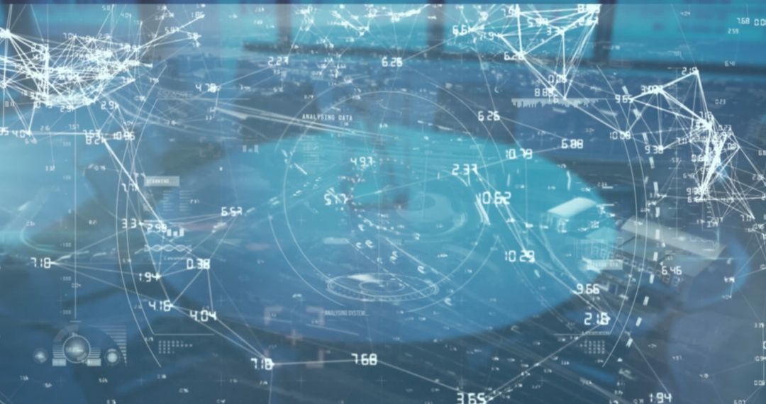 Digital Network and Data Interface Overlay on Office Interior