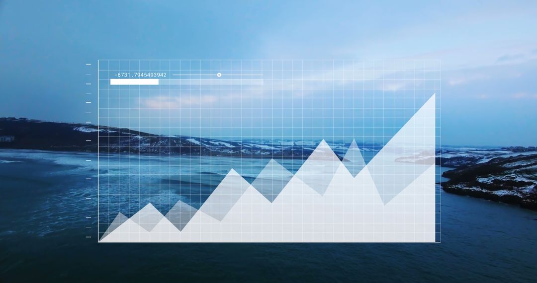 Digital Growth Graph Over Winter Landscape