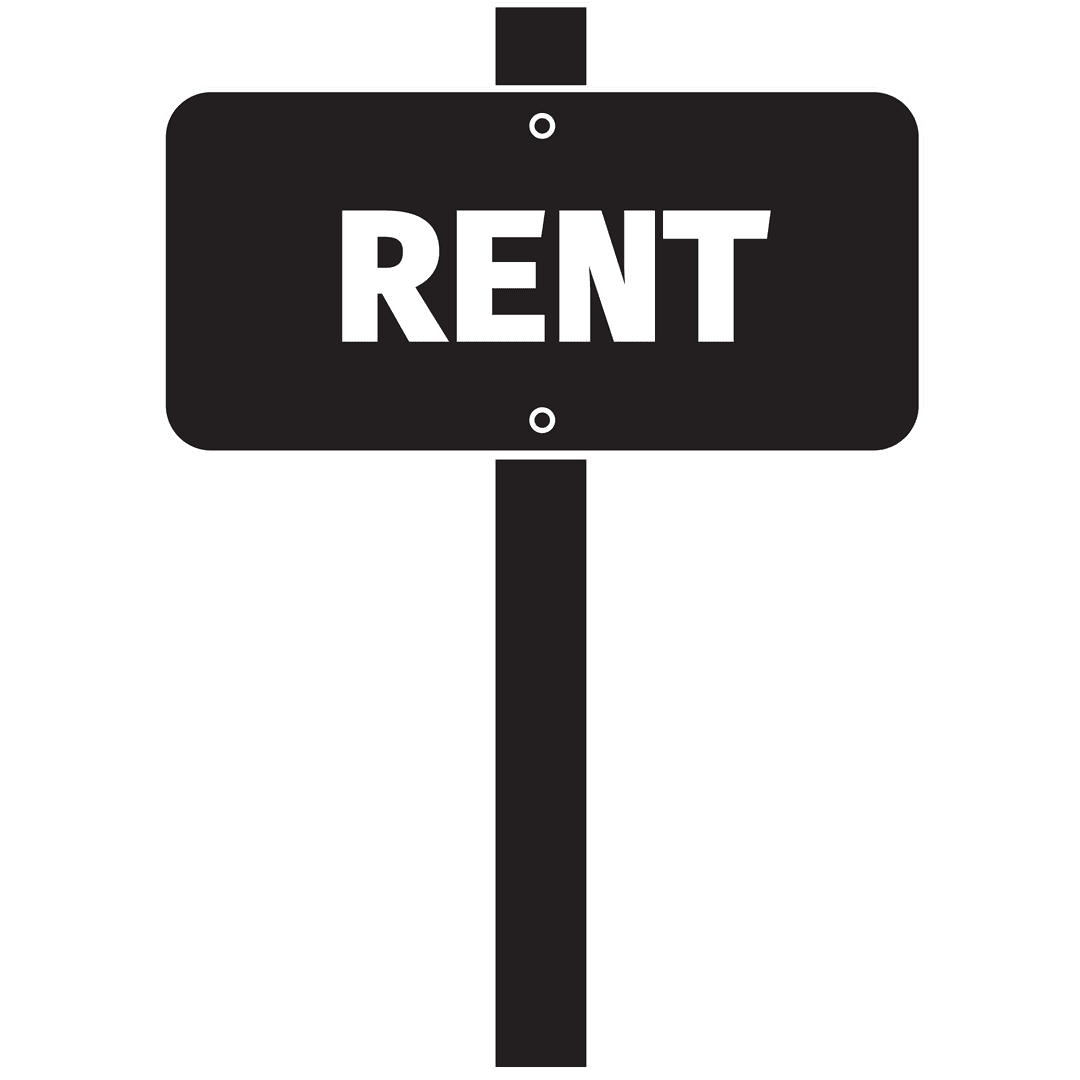 Transparent Signpost with Rent Text for Property Advertising