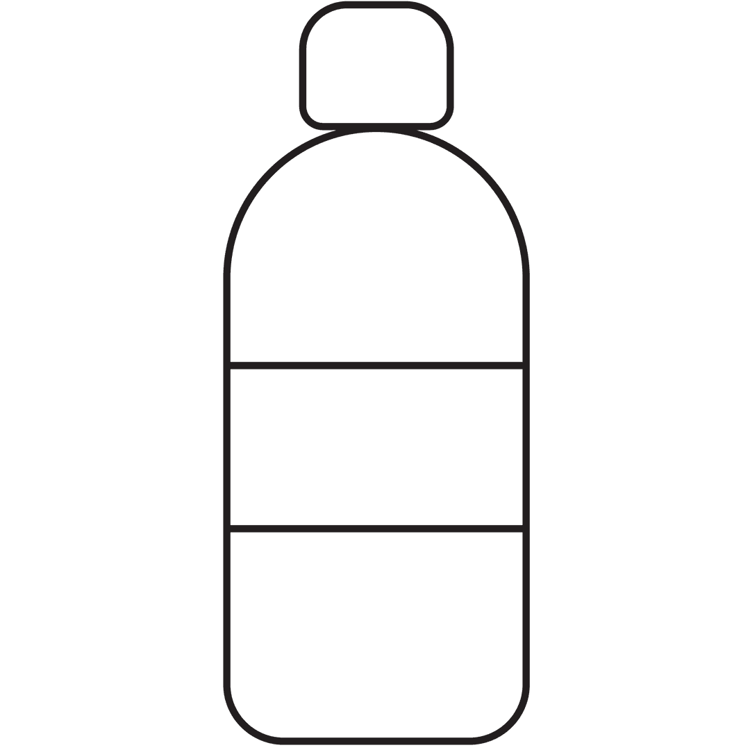 Transparent Water Bottle Icon with Simple Black Outline