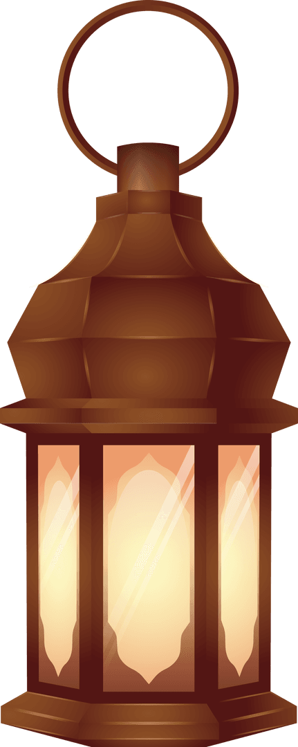 Vintage Lantern Glowing on Transparent Background Illustration
