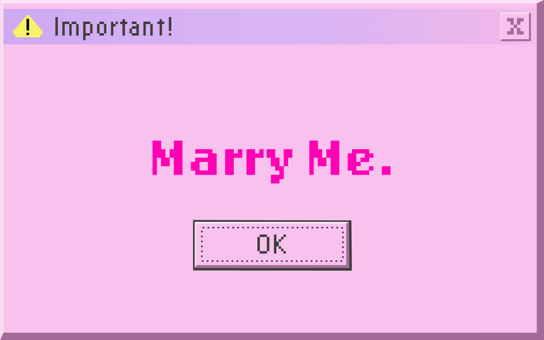 Pink Pixel Art Proposal Dialog Box with Transparent Background
