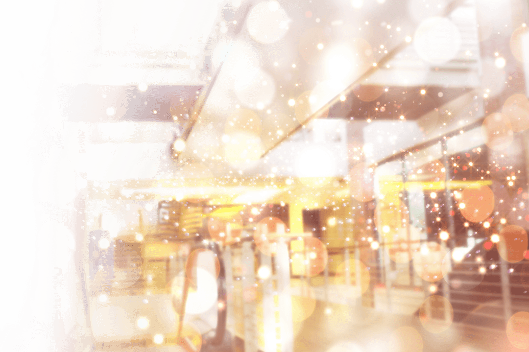 Transparent Shopping Mall Interior with Bokeh Lights