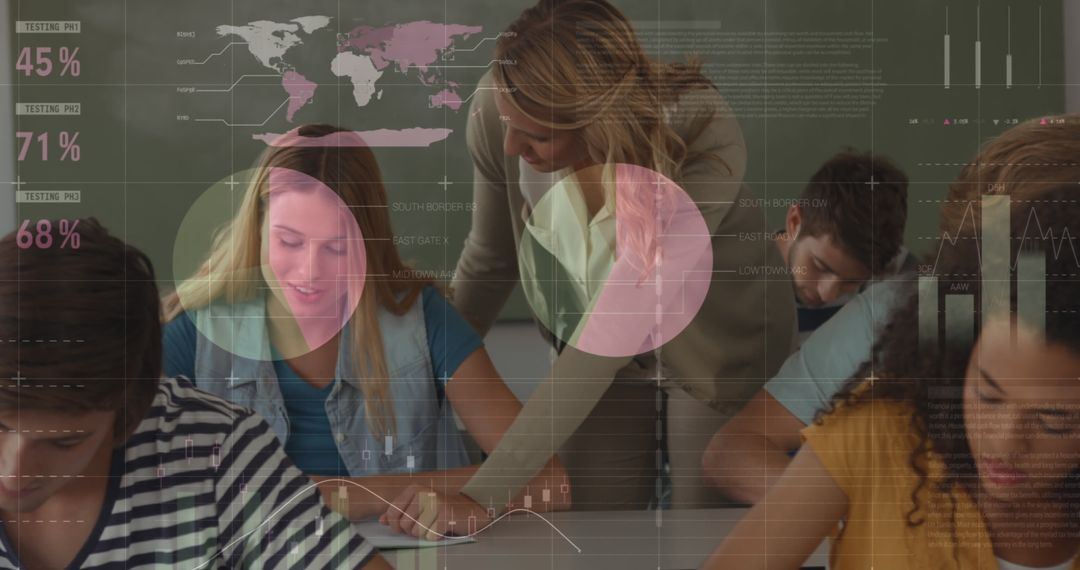 Teacher Engaging Students with Interactive Technology in Classroom