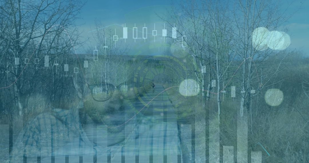 Cyclist Fused with Financial Data Overlay Concept