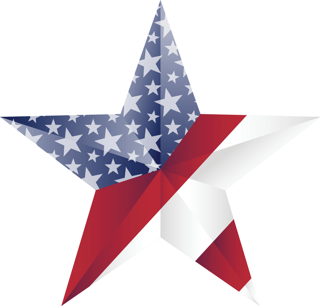 USA Star Emblem with Flag Design on Transparent Background
