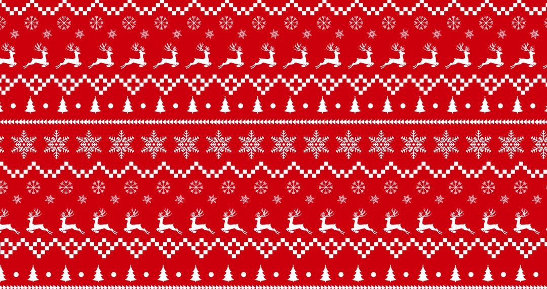 Festive Christmas Seamless Red and White Pattern with Reindeer