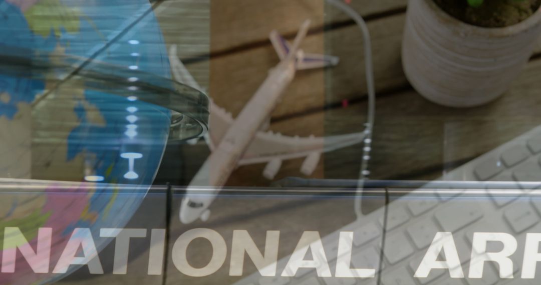 Global Business Travel Concept with Plane and Digital Board