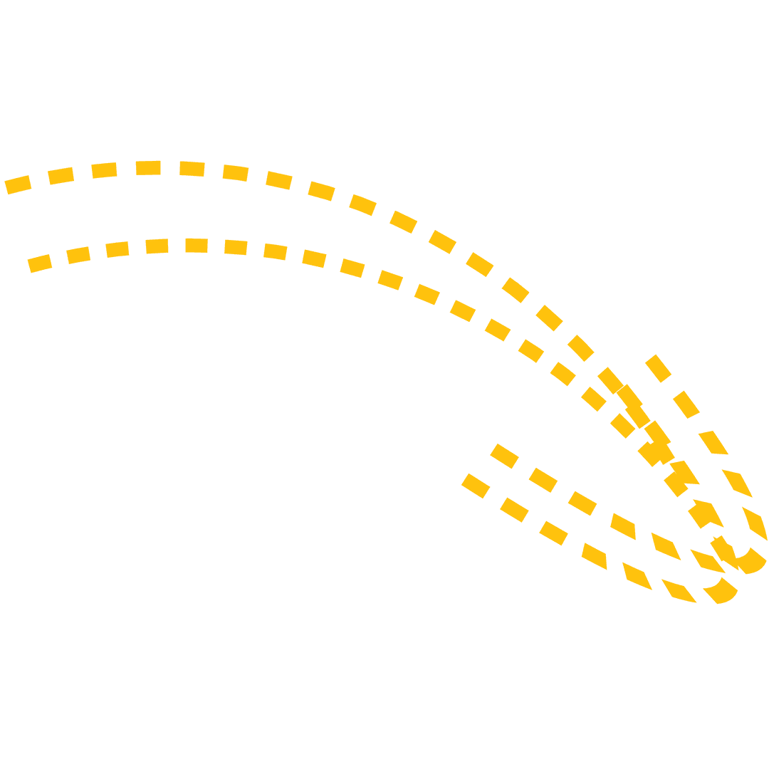 Yellow Dashed Curved Arrow On Transparent Background