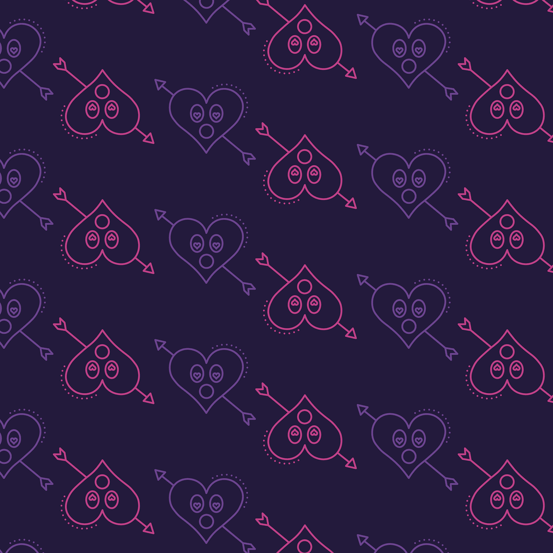 Transparent Heart and Arrow Emblem Pattern on Navy