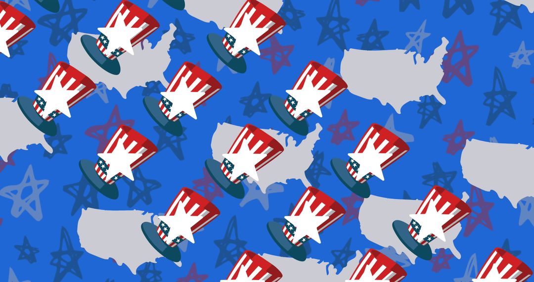 Patriotic American Hats and Maps Background