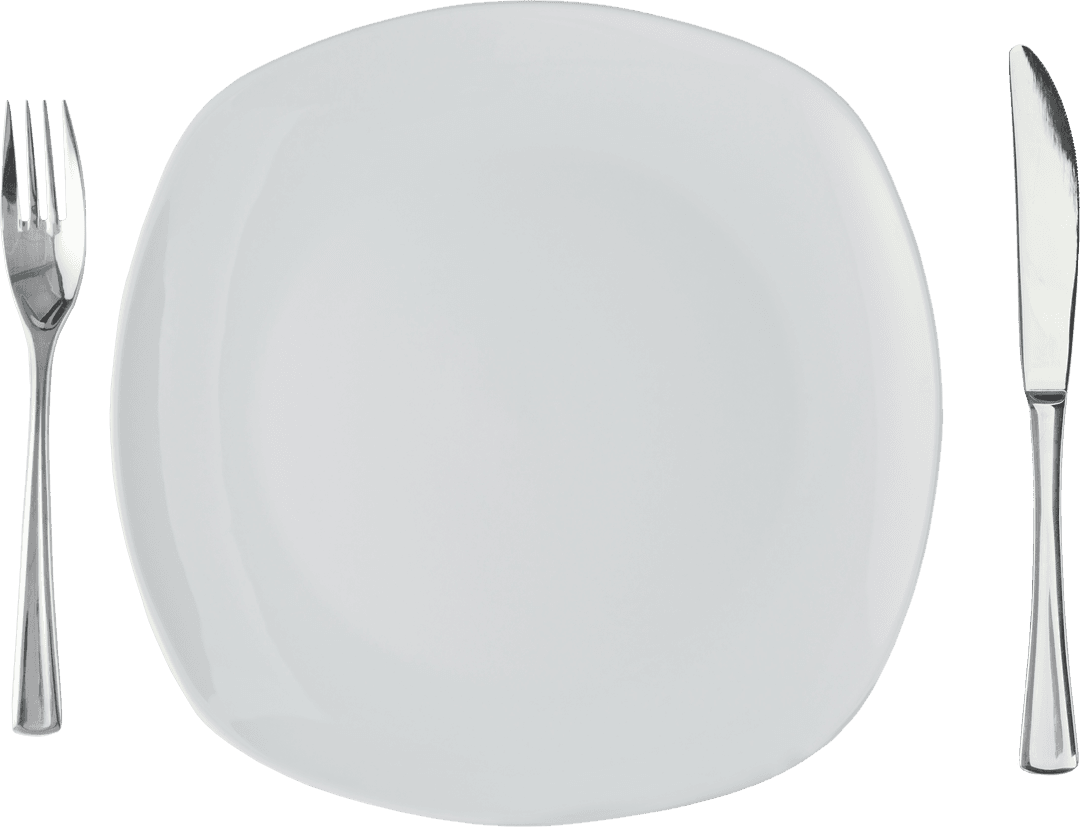 Isolated Transparent Plate with Fork and Knife on Background