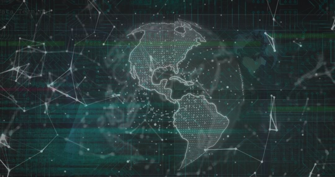 Digital Network Connections on Globe Concept