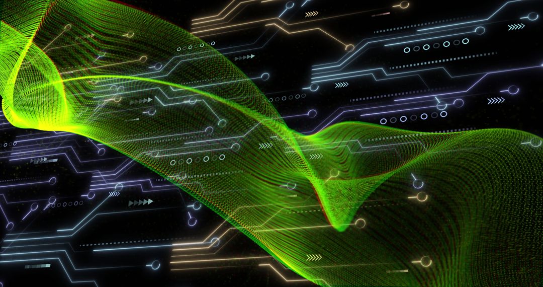 Abstract Digital Circuitry with Glowing Light Trails