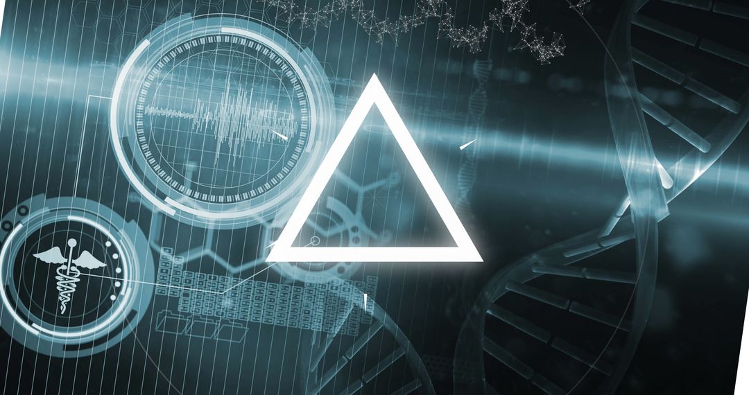 Futuristic DNA and Data Processing Visualization