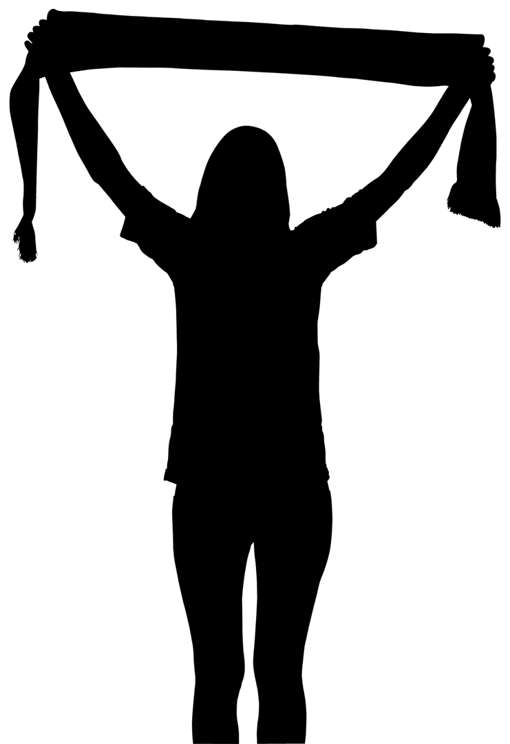 Dynamic Woman Silhouette Celebrating on Transparent Background