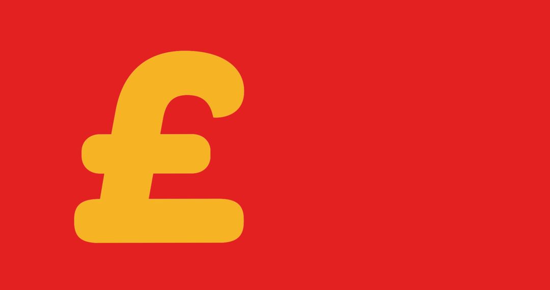 Yellow British Pound Symbol on Red Background Art