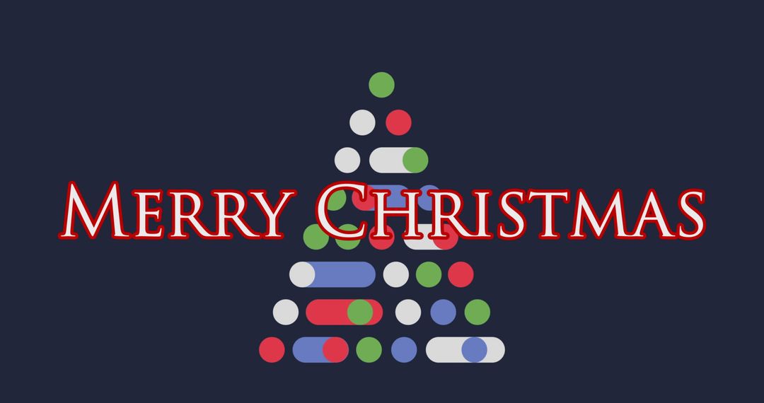 Digital Merry Christmas Greeting with Tree of Colorful Circles