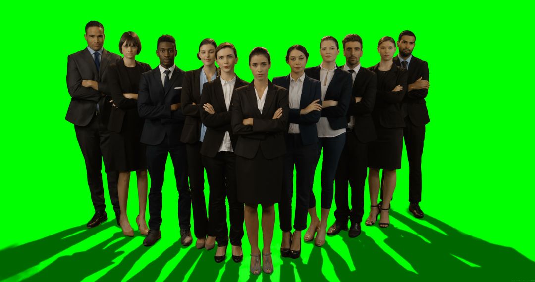 Diverse Business Team Standing with Arms Crossed on Green Screen Background - Free Images, Stock Photos and Pictures on Pikwizard.com